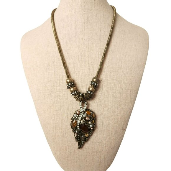 Victorian Style Necklace Teardrop Pave Set Pearls & Rhinestones Rope Style Chain - Picture 5 of 10
